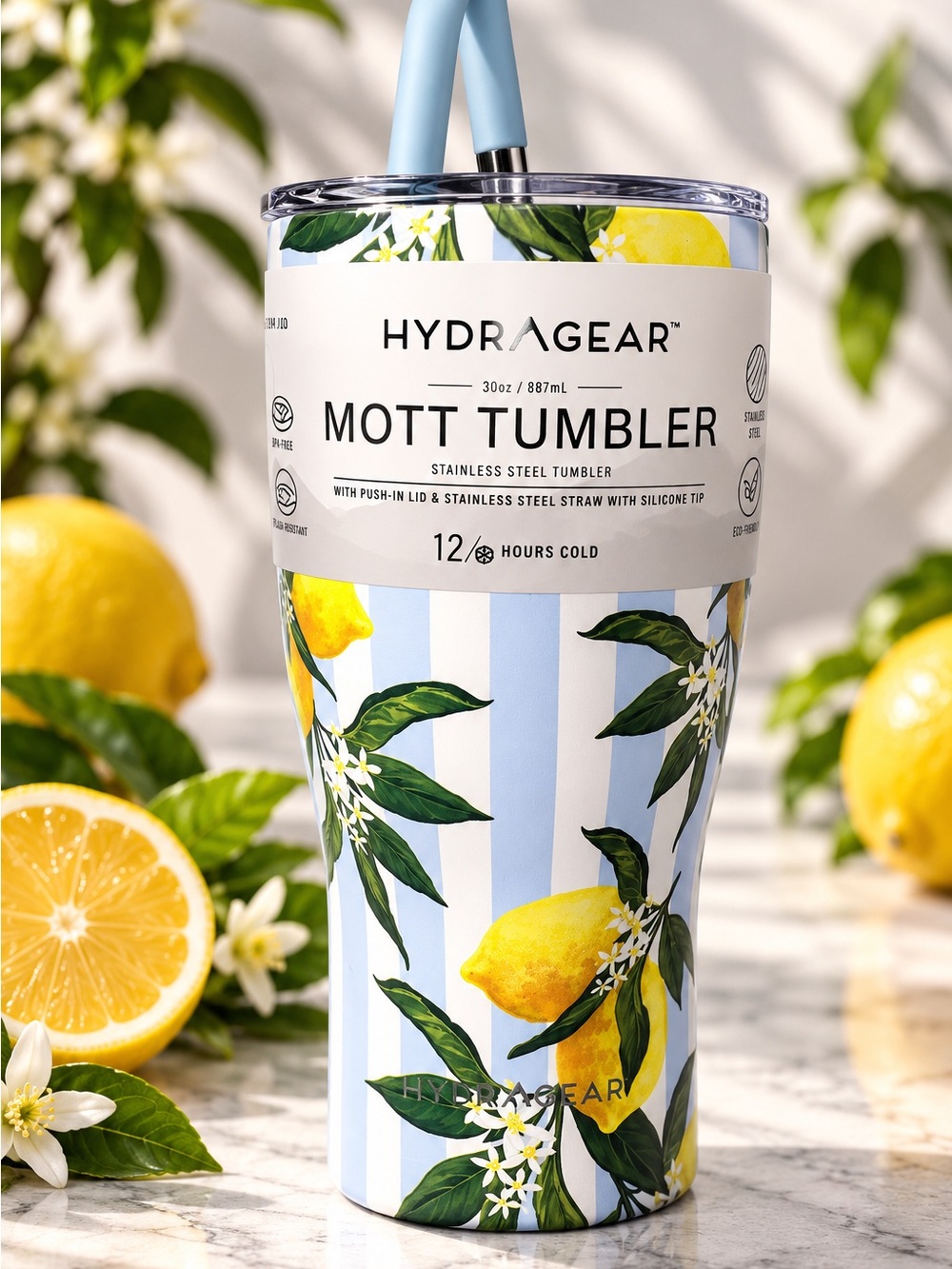 Mott Tumbler - Blue & Yellow Lemon Design
